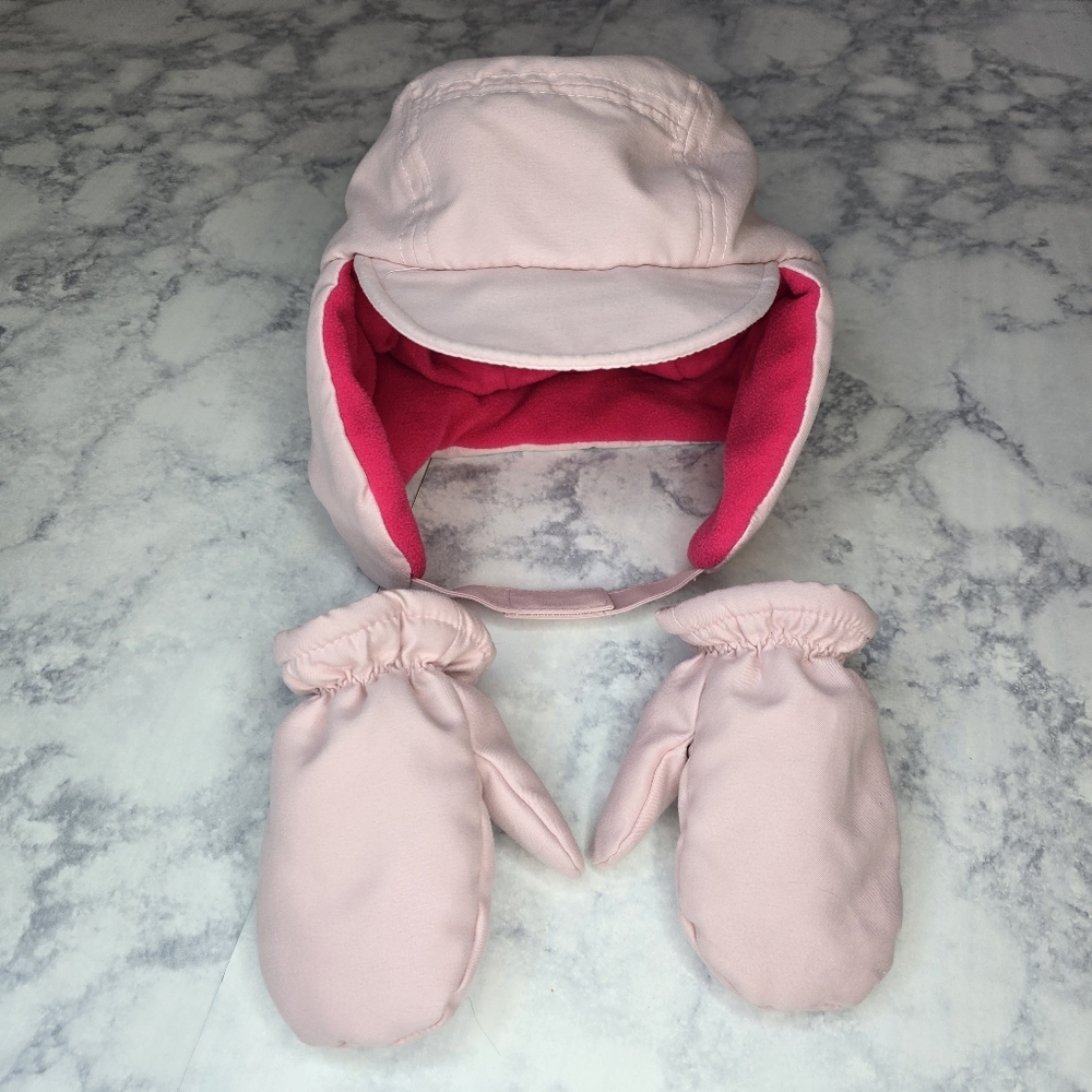 Fleece Lined Winter Hat and Mitten Set Toddler One Size Pink